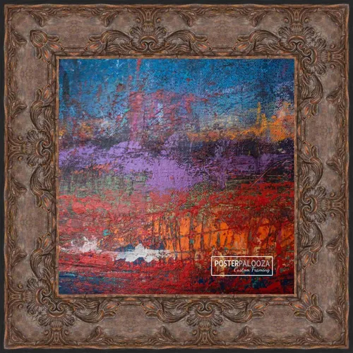 Vista 2 de Poster Palooza 5x5 Inch Traditional Antique Gold Complete Wood Square Picture Frame with UV Acrylic Plexiglass, Foam Board Backing & Hardware