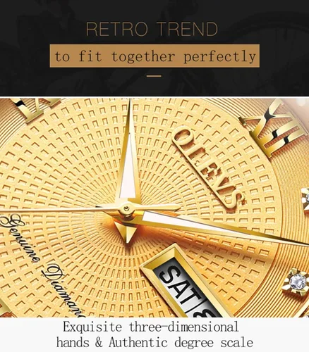 Vista 4 de OLEVS Relojes de diamantes de lujo para hombre, reloj de cuarzo impermeable, reloj de pulsera con calendario romano