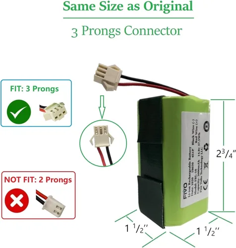 Vista 4 de Batería de repuesto para aspiradoras robot Coredy R300, R500+, R550, R580, R650, R3500, R3500S y Amarey A800, A900, Eufy RoboVac 11S, 11S Plus, 11S