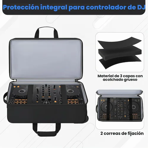 Vista 2 de Estuche para controlador de DJ con ruedas, bolsa de DJ rodante para DJ