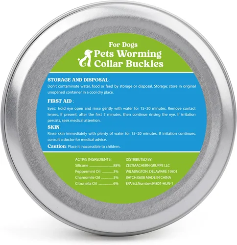Vista 2 de Placa de identificación natural para prevención de pulgas y garrapatas, paquete de 2 collares impermeables con 4 recambios adicionales, verde