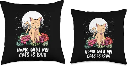 Vista 3 de Home with My Cats Is Love Cat Lover Cat Mom Kitten Cat Dad Throw Pillow