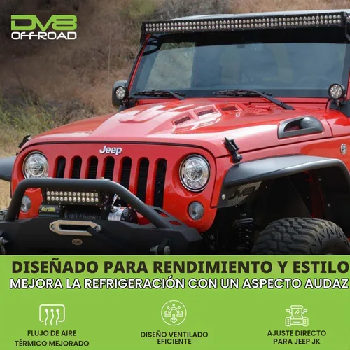 Vista 7 de Campana de dispersión de calor DV8 para Jeep Wrangler JK 2007-2018 de acero