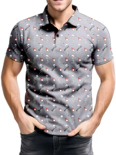 Vista 124 de Camisa de golf de los años 80 para hombre, ajuste seco, manga corta, estampada, divertidas, camisas de golf de los años 90 para hombre