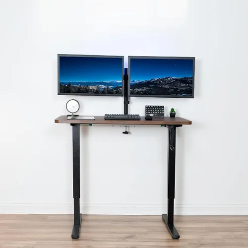 Vista 6 de VIVO DESK-M051MB - Marco de escritorio de pie con manivela compacta, color negro Para mesas de 37 a 77 pulgadas, altura ajustable, patas