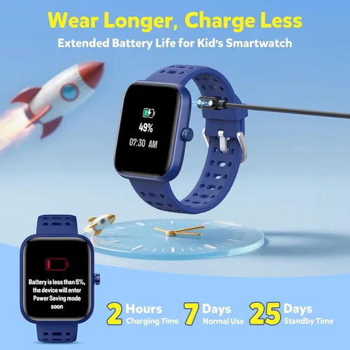 Vista 8 de Gydom Smart Watch for Kids, Without/with APP Mode, 1.83" Touchscreen Fitness Tracker Watch, Heart Rate/Sleep Monitor, IP68 Waterproof Pedometer