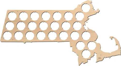 Vista 9 de All States Beer Cap Map Connecticut – 16 x 12 pulgadas – 56 tapas – Connecticut Beer Cap Holder – Madera contrachapada de abedul