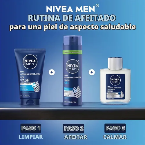 Vista 9 de NIVEA MEN Gel de afeitado de hidratación máxima con aloe vera y provitamina B5, paquete de 3 latas de 7 onzas