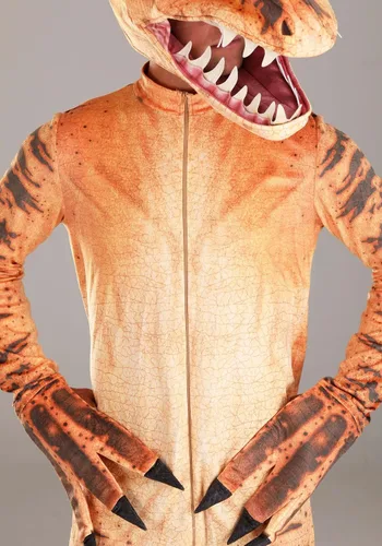 Vista 4 de Velociraptor Disfraz de dinosaurio esculpido suave para adultos