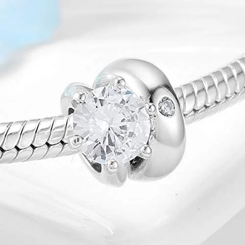 Vista 2 de Abalorio espaciador de goma con cuentas espaciadoras de plata de ley 925 para pulseras estilo Pandora