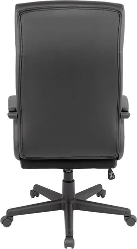 Vista 4 de STAPLES Rutherford Silla ergonómica de oficina ejecutiva y gerente, respaldo alto, altura ajustable, piel sintética Luxura, color negro