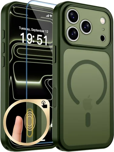 Vista 8 de zapica Funda magnética para iPhone Air, con protector de pantalla de vidrio templado, compatible con MagSafe, translúcida mate, a prueba de golpes