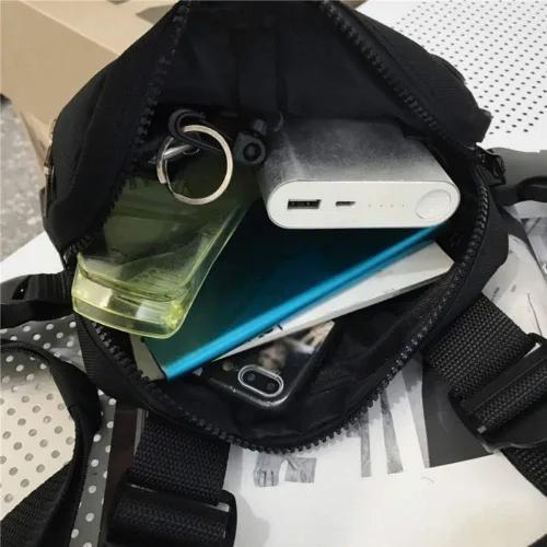 Vista 4 de Forart - Bolsa táctica para hombres y mujeres, bolsa de cintura para el pecho, hip hop, ropa de calle, bolsa de hombro frontal para la cintura