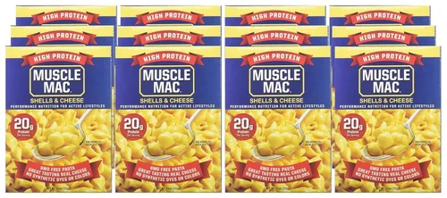Vista 2 de MUSCLE MAC Deluxe Shells & Cheese, Cheddar, 11 onzas (paquete de 12), amarillo, QP002