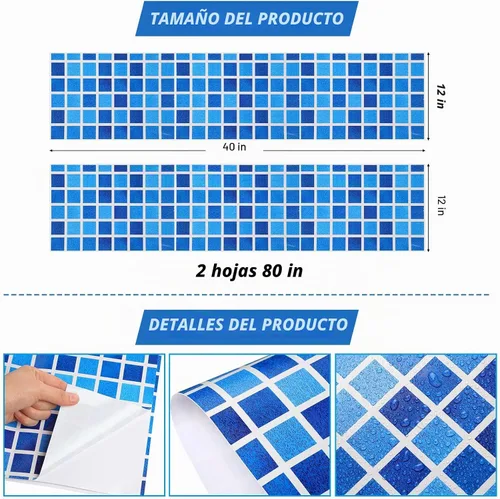 Vista 2 de Nuanchu - Parche de vinilo autoadhesivo para revestimiento de piscina, a cuadros, 12 x 40 pulgadas Waterproof PVC Sheet, Pool Patch Repair for