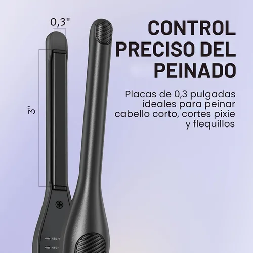 Vista 3 de Wavytalk Plancha plana pequeña de 3/10", Plancha plana de lápiz para cabello corto, corte de duendecillo y flequillo, rizador de pelo para cabello
