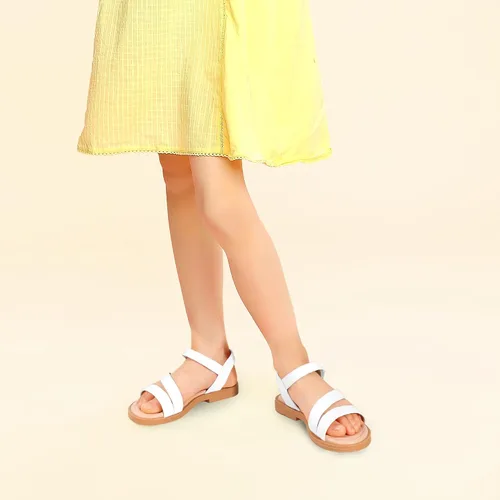 Vista 3 de PANDANINJIA Sandalias de verano para niñas Monica con punta abierta, zapatos planos de vestir para niños pequeños y grandes