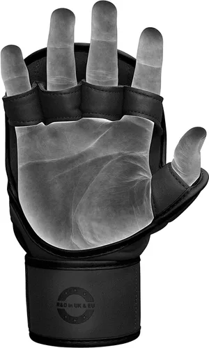 Vista 8 de Guantes RDX MMA para artes marciales, boxeo, entrenamiento de combate, guantes híbridos de palma abierta para hombres y mujeres, cuero maya hide
