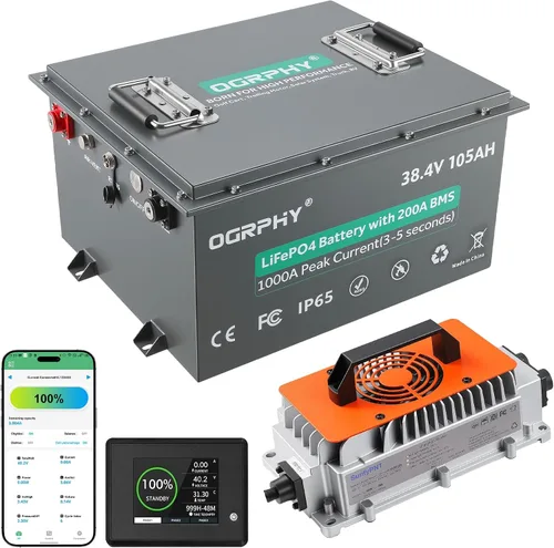 Vista 8 de OGRPHY Batería de litio para carrito de golf de 36 V y 100 Ah, kit de conversión con BMS inteligente de 200 A (pico de 1000 A), monitor Bluetooth