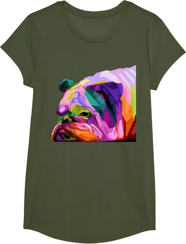 Vista 109 de Camiseta de retrato pop artístico de bulldog británico inglés para dueños de perros, Negro, S