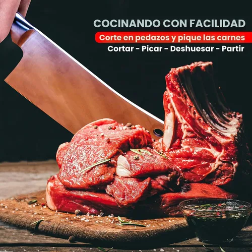 Vista 6 de Utopia Kitchen Cuchillo Cleaver de 7 pulgadas de Acero Inoxidable Cuchillos de Chef Carnicero para Carne, Verduras Cuchillo de Chef de Cocina