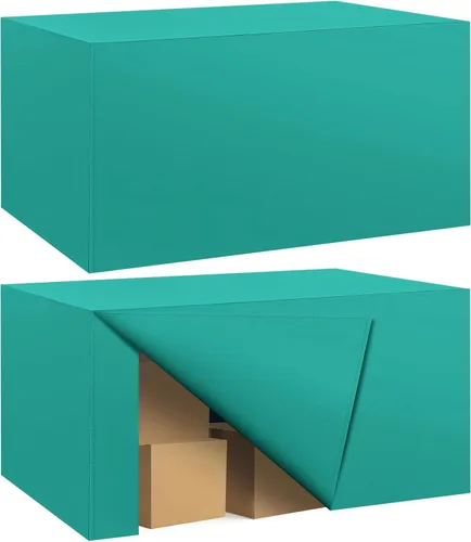 Vista 25 de Paquete de 2 manteles ajustados para mesa rectangular de 4 pies, 48 x 24 pulgadas, cubiertas de mesa verde manzana, tela de poliéster resistente al