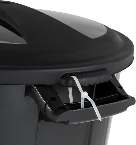 Vista 3 de United Solution TI0087 - Contenedor de basura redondo de 20 galones, color negro, fácil de transportar con construcción resistente, asas de paso