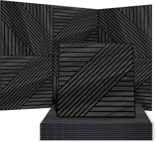 Vista 9 de WoveN SounD Paneles de pared acústicos, teca, paquete de 8, 23.6 x 23.6 pulgadas