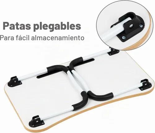 Vista 5 de Mind Reader Mesa para Portátil/Soporte para Laptop, Bandeja de Cama, Patas Plegables, Mesa de Sofá, Portátil, MDF, 23.25" L x 13.75" A x 10.5" Al