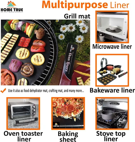 Vista 5 de Home True Ovenliner - Alfombrilla antiadherente para microondas, tostadora, color negro, 70 x 16.25 pulgadas
