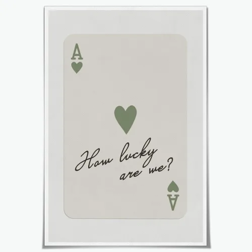 Vista 9 de Arte de pared moderno Ace of Hearts How Lucky Are We Poster Retro Funky Estético Lienzo Impresiones Verde Salvia Carteles Póster Femenino Coqueta
