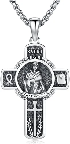 Vista 74 de 925 Sterling Silver Patron Saint Amulet Necklace for Men Women plateado