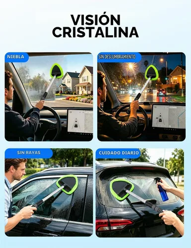 Vista 8 de XINDELL Herramienta de Limpiador de Parabrisas – Kit de Limpieza de Ventanas Interiores de Coche con Mango Extensible y 4 Almohadillas