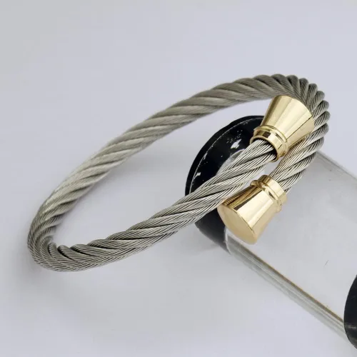 Vista 2 de CHRAN Pulsera trenzada de acero inoxidable de plata 7.4