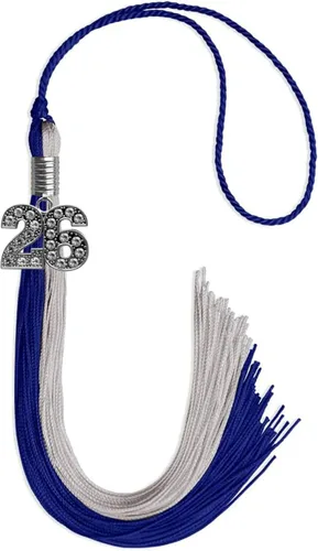 Vista 103 de Endea Graduation Borla de doble color con dije de plata brillante (negro/oro antiguo, 2025)