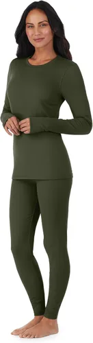 Vista 3 de Cuddl Duds Conjunto de ropa interior térmica para mujer, con forro polar, capa base para clima frío, parte superior y leggings, conjunto de invierno