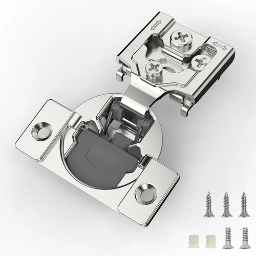 Vista 18 de Furniware 10 Piezas Bisagras de Gabinete de Cierre Suave Superpuestas de 1 Pulgada para Gabinete de Marco Frontal, Acero Inoxidable, Ángulo