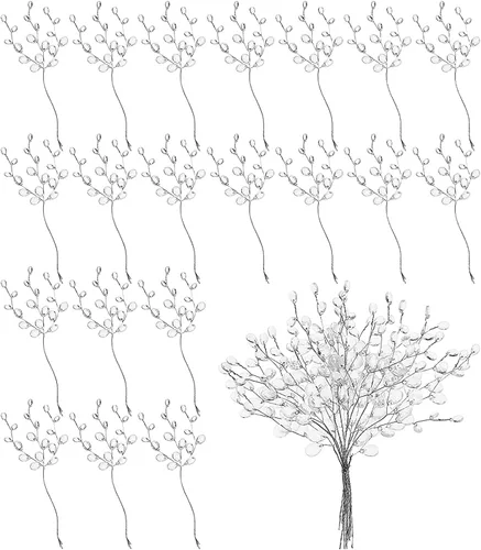 Vista 8 de 20 tallos de flores artificiales, adornos acrílicos de cristal, ramos artificiales, gotas de cuentas acrílicas, ramas de flores para bodas y Verde