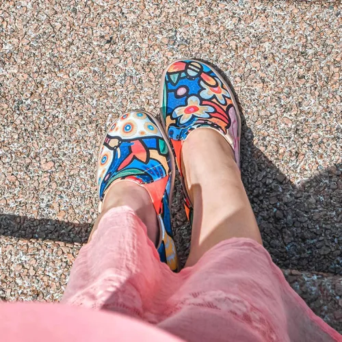 Vista 4 de UIN - Tenis informales tipo mocasines para mujer, de punto, pintados, suaves y cómodos para caminar