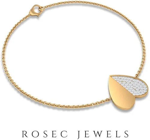 Vista 3 de Pulsera personalizada con diamantes de 14 quilates pulsera con dije en forma de corazón dorado pulsera de aniversario para mujer pulsera ajustable