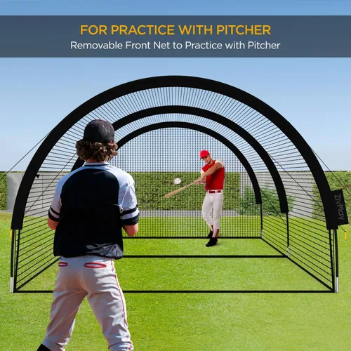 Vista 6 de ZivPlay Jaula de bateo de béisbol, jaulas de bateo para patio trasero, jaula portátil desplegable para béisbol y softbol de 22 x 12 x 8 pies