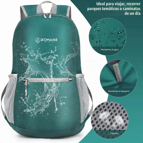 Vista 4 de ZOMAKE Mochila ligera y plegable, pequeña mochila de viaje