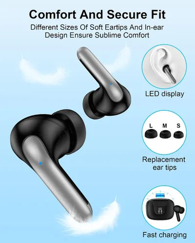 Vista 5 de Auriculares inalámbricos Samsung para Samsung Galaxy A17 A16 S26 Ultra S26+ S25, auriculares intrauditivos Bluetooth para iPhone17 Pro Max