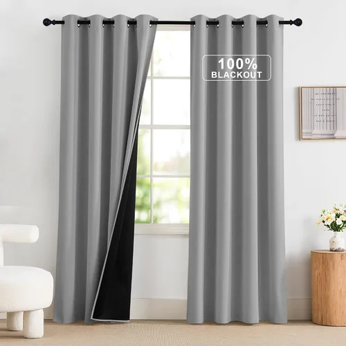 Vista 15 de NICETOWN Cortinas 100% Opacas Cortas de 36 Pulgadas de Largo para Dormitorio, Privacidad Aislamiento Térmico con Ojales Cortinas de Ventana