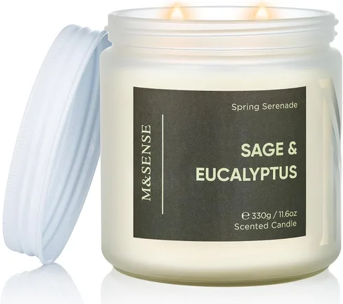 Vista 10 de M&SENSE Vela perfumada rosa de jazmín – Cera de soja natural de 11.6 onzas, 70 horas de tiempo de combustión de larga duración, vela de primavera