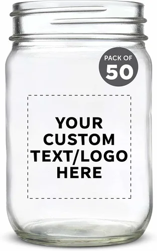 Vista 18 de DISCOUNT PROMOS Juego de 10 tarros de albañil decorativos, 12 onzas, texto personalizable, logotipo, enlatado, tapa de aluminio, color negro