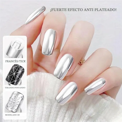 Vista 3 de Gel de pintura metálica plateada de 0.3 fl oz (plata + dorado)