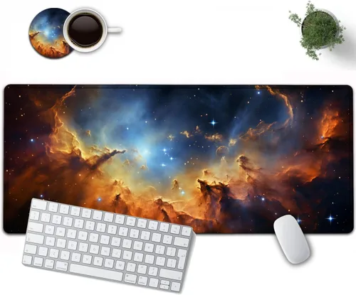 Vista 27 de Alfombrilla de mouse grande de 31.5 x 11.8 pulgadas, extendida para juegos con bordes cosidos, protector de alfombrilla de mouse XXL, base de goma