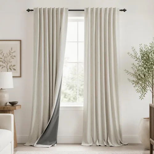 Vista 111 de KOUFALL - Cortinas de medio estilo francés de lino para ventana, juego de 2 cortinas cortas de 40 pulgadas de longitud, para privacidad, cortinas