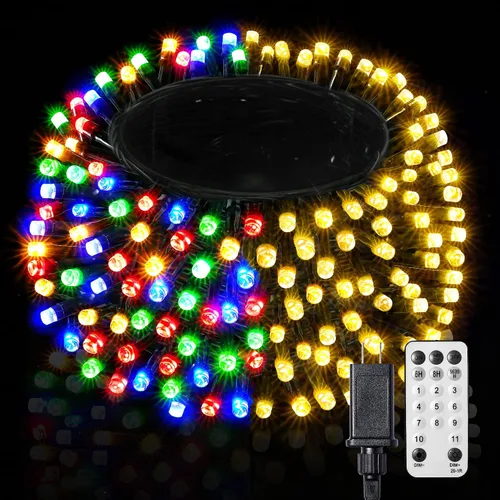 Vista 15 de BlcTec Luces de Navidad blancas cálidas, 300 luces LED de 108 pies para árbol de Navidad con 8 modos, impermeables, con certificación UL